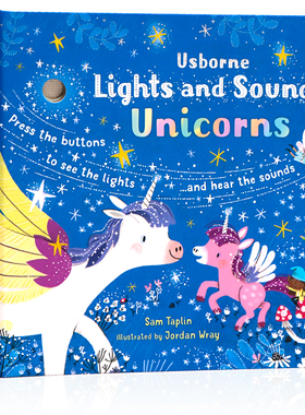 英文原版绘本 Usborne独角兽发光发音书 Lights and Sounds Unicorns 唯美插画发光装置精装纸板书 睡前读物礼物书触摸洞洞书