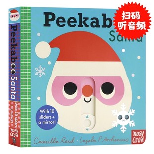 英文原版 绘本 Peekaboo Nosy 儿童机关操作游戏纸板翻翻书边玩边学英语启蒙绘本0 圣诞老人篇 Santa 3岁附镜子 Crow躲猫猫系列
