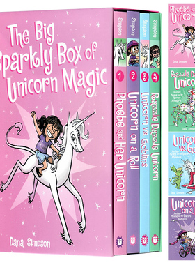 菲比和她的独角兽4册英文原版漫画小说 The Big Sparkly Box of Unicorn Magic 连环漫画冒险故事儿童英语读物友谊主题进口图书