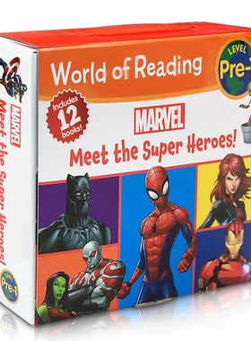 进口英文原版正版 World of Reading Marvel Meet the Super Heroes! 迪士尼12册礼盒装漫威英雄经典绘本 超级英雄初级分级读物