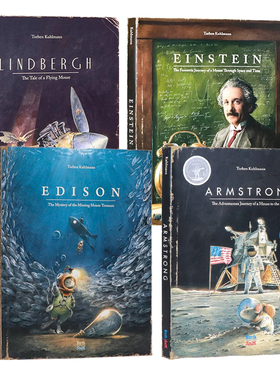传奇小鼠冒险系列  英文原版绘本Armstrong/Edison/ Lindbergh/Einstein 获奖名家全彩插画版英语精装绘本 Torben Kuhlmann