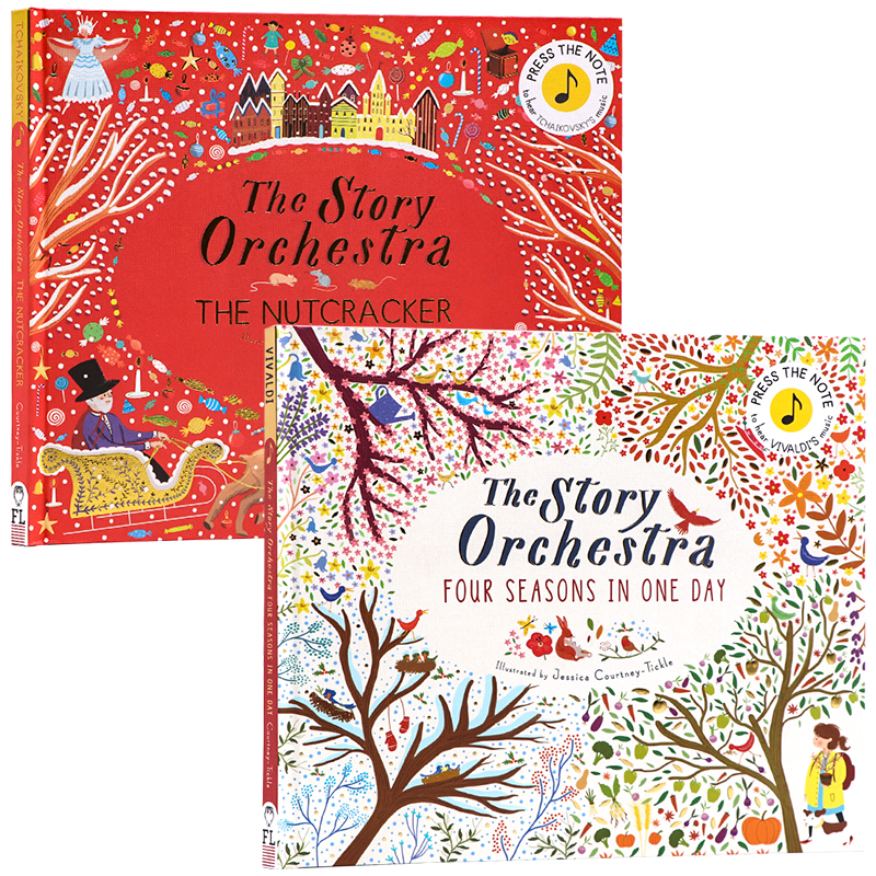 柴可夫斯基胡桃夹子+维瓦尔第四季古典音乐故事发声书2册The Story Orchestra The Nutcracker/Four Seasons管弦乐队英文原版绘本