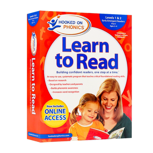 自然拼读法 迷上语音系列 幼儿园 Hooked on Phonics Learn to Read - Levels 1and2 英文原版教材分级阅读 带DVD光盘