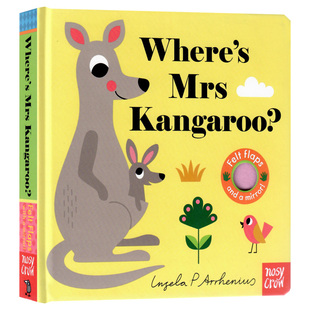Where 英文原版 Kangaroo? 绘本幼儿感官发展亲子儿童早教认知图画进口英语纸板书撕不烂 Mrs 亲亲小手翻翻书系列袋鼠夫人在哪里?
