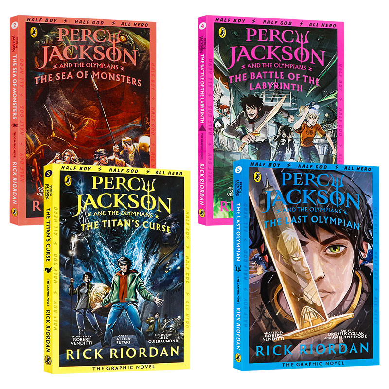 Percy Jackson波西杰克逊漫画版第一季(2-5)共4册 英文原版漫 全彩漫画小说 魔兽之海/巨神之咒/迷宫之战/最终之神 青少年课外读物