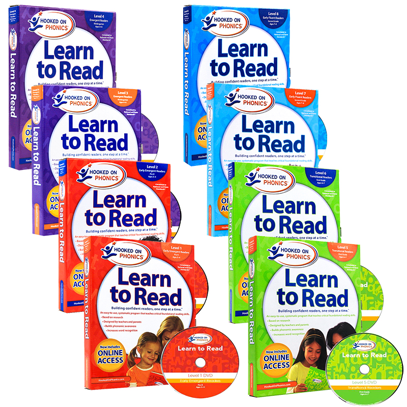 英文原版 Hooked on Phonics Learn to Read儿童自然拼读教材迷上语音系列level1-8合售 附DVD Pre-K Level 1儿童英语语音学习 书籍/杂志/报纸 儿童读物原版书 原图主图