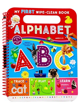 现货 可擦写字母 英文原版 My First Wipe-Clean Alphabet 进口原版图书儿童书籍翻页 螺旋装帧小学教辅Kidsbooks Publishing