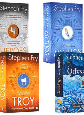 古希腊神话故事4册英文原版小说 Mythos/Heroes/Troy/Odyssey 英雄特洛伊的故事英语文学读物Stephen Fry史蒂芬弗莱 Penguin