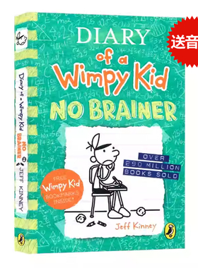 英文原版小屁孩日记18平装 Diary of a Wimpy Kid 18 No Brainer 8-12岁青少年儿童幽默小说课外读物桥梁章节故事书 Jeff Kinney