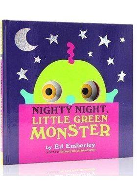 进口英文原版正版 晚安小绿怪面具洞洞书 Nighty Night Little Green Monster 绘本 睡前晚安故事Ed Emberley