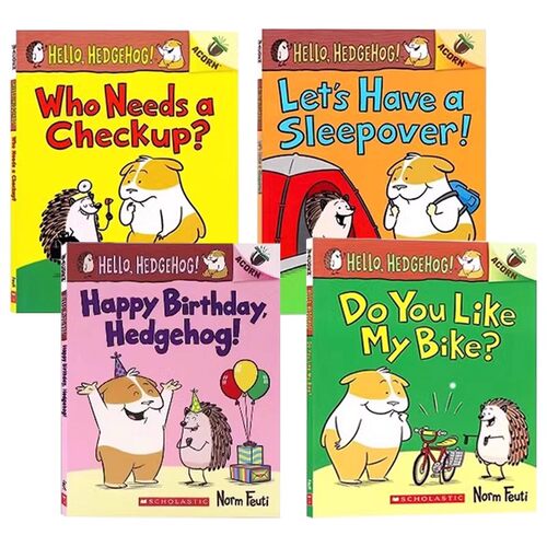 你好刺猬漫画书4册 英文原版绘本 Hello, Hedgehog4册 学乐橡果系列 英文桥梁书 儿童英语启蒙绘本故事书 情商管理 学乐出版