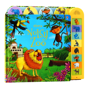 儿童英语启蒙图画认知纸板有声书 出品 Noisy Usborne 大开 触碰按钮即可发声 闹闹发声书 动物园 Zoo 绘本 英文原版