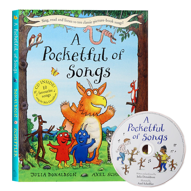 朱莉娅唐纳森 歌曲一箩筐 英文原版绘本a pocketful of songs封底带cd
