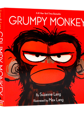 暴躁小猴子 英文原版绘本 Grumpy Monkey 亲子共读情绪启蒙图画书 行为认知纸板书 全彩趣味插图 3-5岁 耐撕耐翻 Max Lang 插画