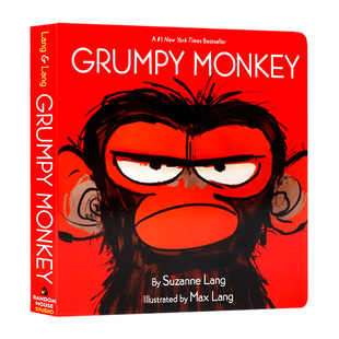 Grumpy 插画 Lang 英文原版 绘本 5岁 亲子共读情绪启蒙图画书 Monkey Max 暴躁小猴子 行为认知纸板书 耐撕耐翻 全彩趣味插图