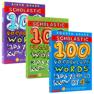 Grade Words Need 100 Workbook学乐小学生英语词汇课外作业练习册彩版 4th Scholastic 英文原版 Read Kids 6年级词汇全套