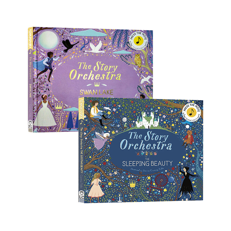 进口英文原版 柴可夫斯基睡美人+天鹅湖音乐故事发音书2册The Story Orchestra Sleeping Beauty/Swan Lake管弦乐队布封精装收藏版