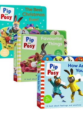 皮普和波西系列3册套装 英文原版绘本 Pip and Posy TV Tie-In The Best Christmas Ever 纸板翻翻书儿童故事纸板书标签书友谊主题