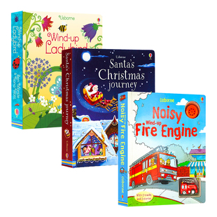 大开本 Christmas圣诞之旅 Windup发条轨道书 3册 英文原版 Usborne 亲子互动 Engine消防车 Ladybird小瓢虫 益智交通工具玩具书