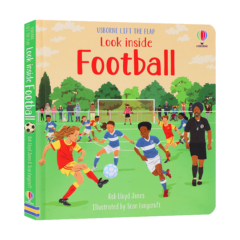 偷偷看里面系列 揭秘足球 英文原版绘本 Usborne Look Inside Football 儿童认知英语启蒙图画纸板翻翻书 学习足球的历史 尤斯伯恩