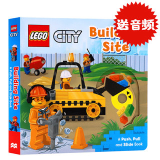 现货 乐高建筑工地 机关操作书 Lego Building Site A Push Pull and Slide Book英文原版绘本乐高生活系列推拉活动玩具书 纸板书