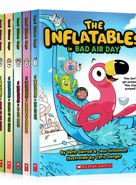充气艇大作战1-5册全套 英文原版 The Inflatables 1-5 The Inflatables in Bad Air Day 学乐桥梁漫画图像小说儿童漫画章节书