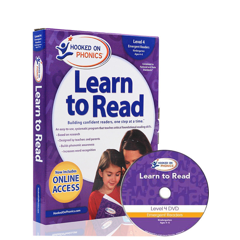 英文原版自然拼读教材迷上语音 第四级别 Hooked on Phonics Learn to Read Kindergarten Level 4 附DVD儿童英语学习少儿教材教辅