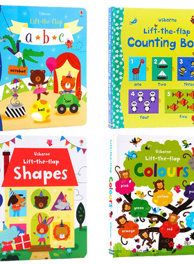 Usborne启蒙认知翻翻书4册 Lift the Flap abc Colours First Opposites Counting 色彩字母反义词计数英文原版绘本儿童英语单词