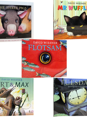 David Wiesner大卫威斯纳5册英文原版绘本凯迪克大奖插画师三只小猪The three pigs疯狂星期二海底的秘密华夫先生艺术大魔法