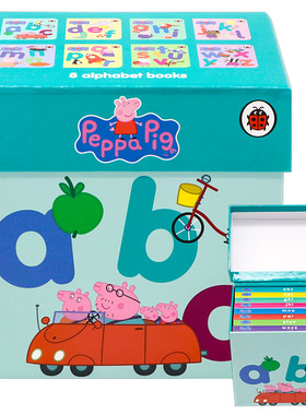 小猪佩奇的字母盒8册 Peppa's Alphabet Books Peppa Pig 粉红猪小妹 英文原版绘本宝宝儿童 英语字母认知纸板书启蒙早教益智绘本