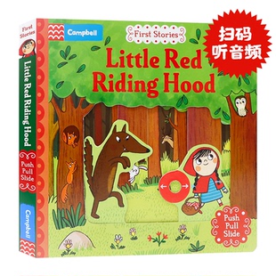 First Stories Busy系列童话篇小红帽英文原版绘本 Little Red Riding Hood 低幼启蒙机关操作纸板书推拉滑动趣味玩具书Campbell