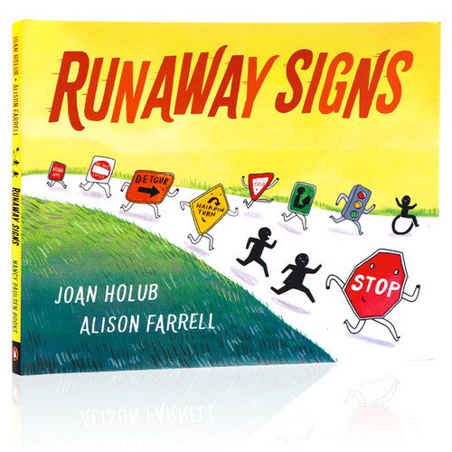 逃跑的路牌 英文原版绘本 Runaway Signs 儿童交通规则科普趣味识路标交通标识亲子共读英语启蒙认知故事书精装大开Joan Holub