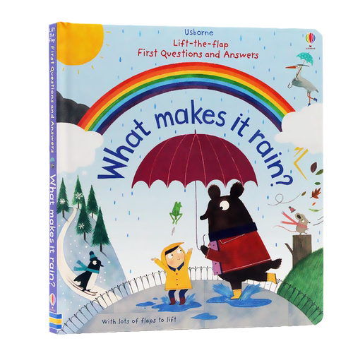 Usborne问与答翻翻书雨水怎样形成 英文原版绘本questions and answers What makes it rain幼儿童启蒙趣味知识科普纸板书亲子阅读