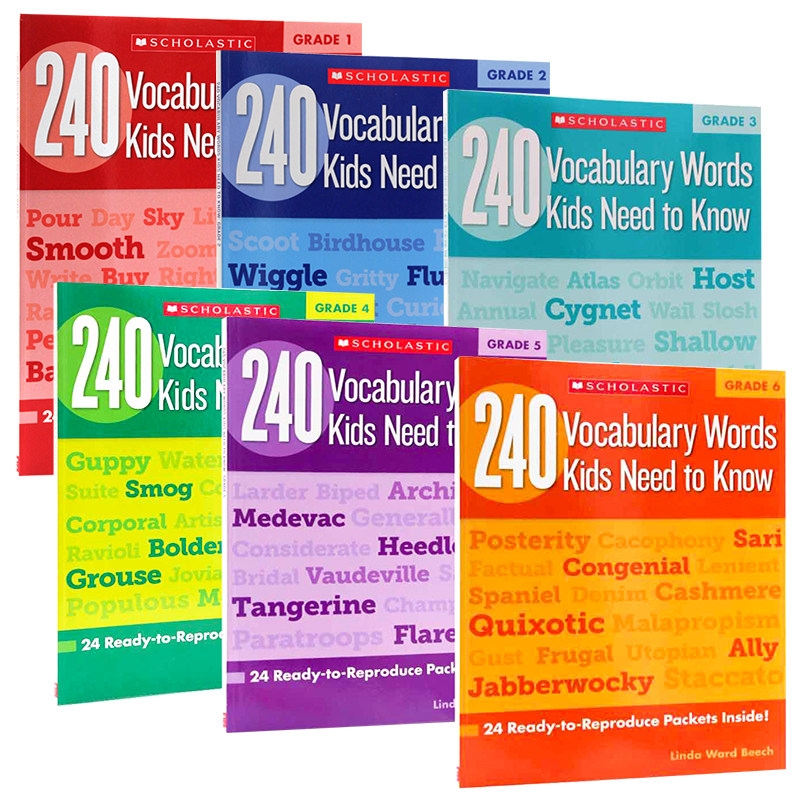 240 Vocabulary Words Kids Need to Know 1-6年级孩子需要知道的240个单词词汇 英文原版 Scholastic学乐练习册 小学教辅 含答案
