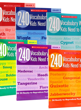240 Vocabulary Words Kids Need to Know 1-6年级孩子需要知道的240个单词词汇 英文原版 Scholastic学乐练习册 小学教辅 含答案
