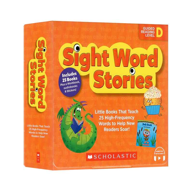 学乐高频词级别D 英文原版 Sight Word Stories Level D 25则高频词故事合集 附贴纸及家长手册儿童启蒙益智盒装绘本扫码听音频