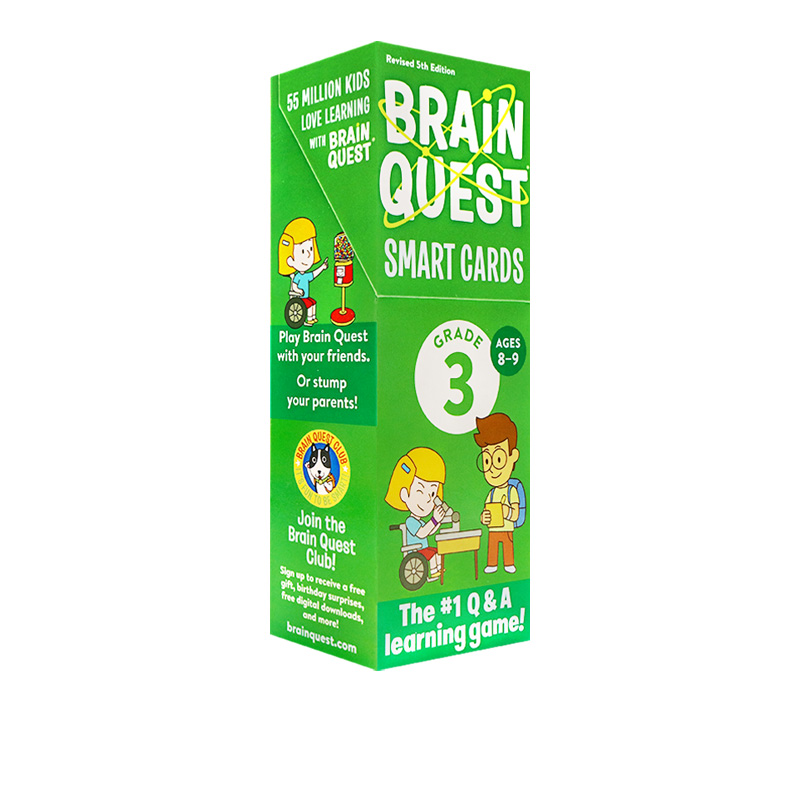 英文原版 大脑任务智力开发卡片书3 Brain Quest 3th Grade Smart Card8-9岁美国学前全科练习获奖系列新版盒装进口英语书籍