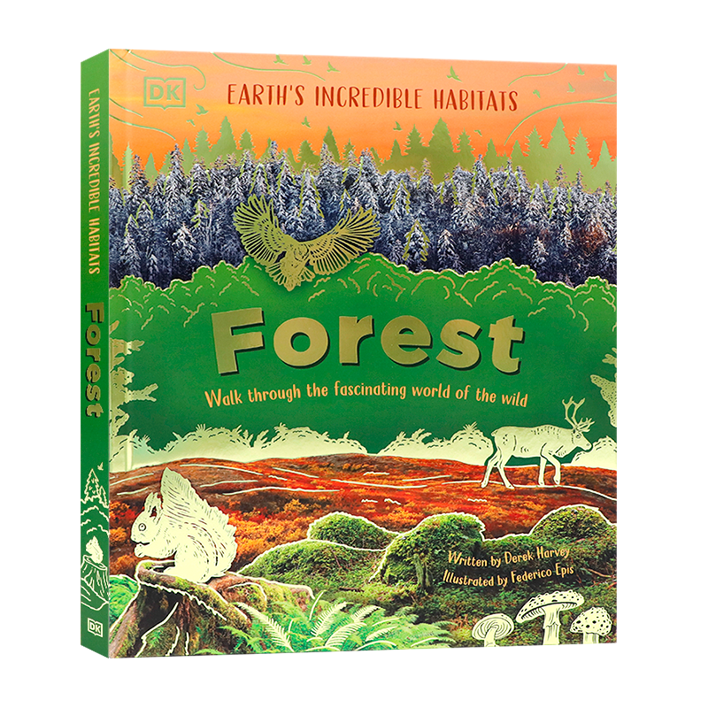 DK出品 森林 穿越迷人的野生世界 英文原版 Forest Walk Through the Fascinating World of the Wild 儿童插画自然科普绘本 精装