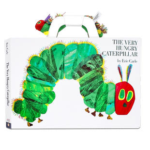 Eric Carle好饥饿的毛毛虫手提超大开本地板书绘本附毛毛虫玩偶英文原版The Very Hungry Caterpillar廖彩杏吴敏兰书单洞洞书