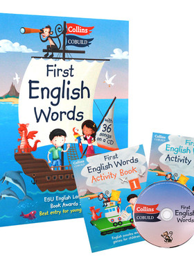 进口英文原版正版 Collins First English Words Activity Book 教材+练习册3册合售 儿童柯林斯单词启蒙图解字典词汇学习拓展附CD