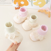 袜小月龄春秋季 新生女宝宝防掉鞋 蕾丝花边鞋 婴儿鞋 袜步前鞋 0一1岁