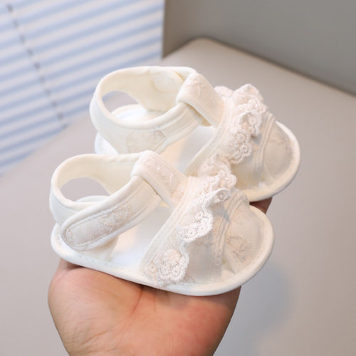 夏季婴儿蕾丝花边凉鞋