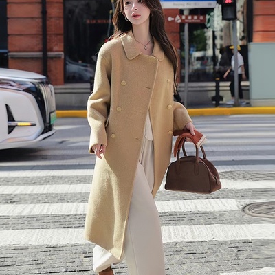 多多双排扣双面羊毛外套(配腰带)（含100羊毛）L-GP7782