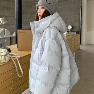 多多馈超厚实手感巨好松弛感龟背茧型中长款连帽保暖羽绒服07545