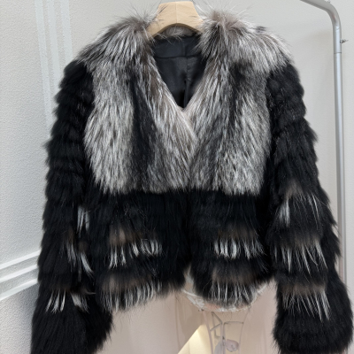 多多红狐狸毛银狐毛领貉子毛车条皮草外套女高级大衣皮草YE268