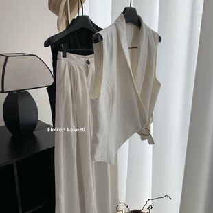 多多店马甲上衣 新款 设计感洋气两件套套装 HYdzg1999 阔腿裤