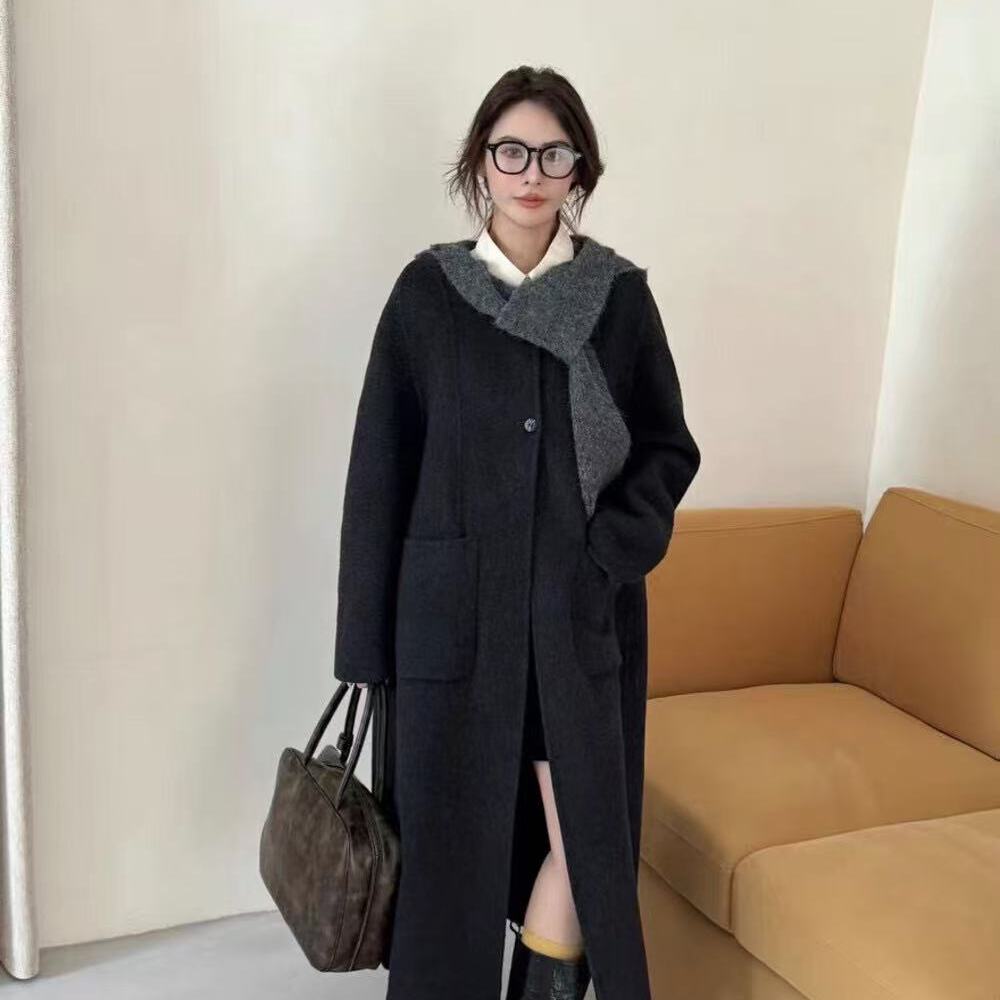 多多风可爱百搭宽松大衣羊毛外套(配披肩帽子)（含69.3羊毛）fm62
