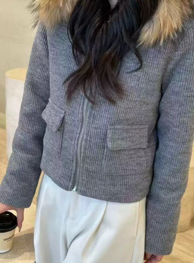 多多百搭显瘦加厚保暖羽绒服外套(配可拆卸真狐狸毛毛领)805224