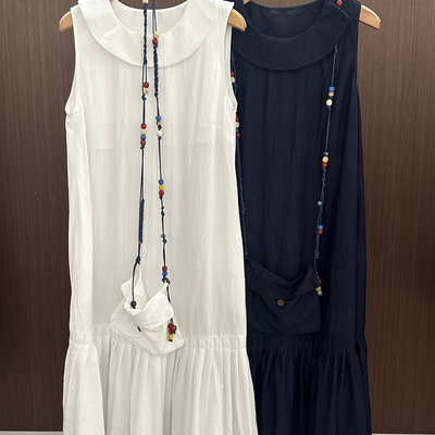 多多小众泡菜馆-上新法式学院风下摆百褶连衣裙(配斜挎包)CB3359