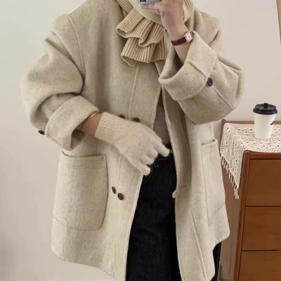 多多终福利简约时尚名媛气质宽松百搭羊毛外套（含70羊毛）n27288